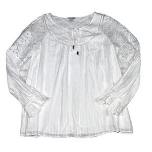 SUNDANCE Blouse Size S White Poet Sleeve Peasant Top Tunic Cottagecore Bohemian